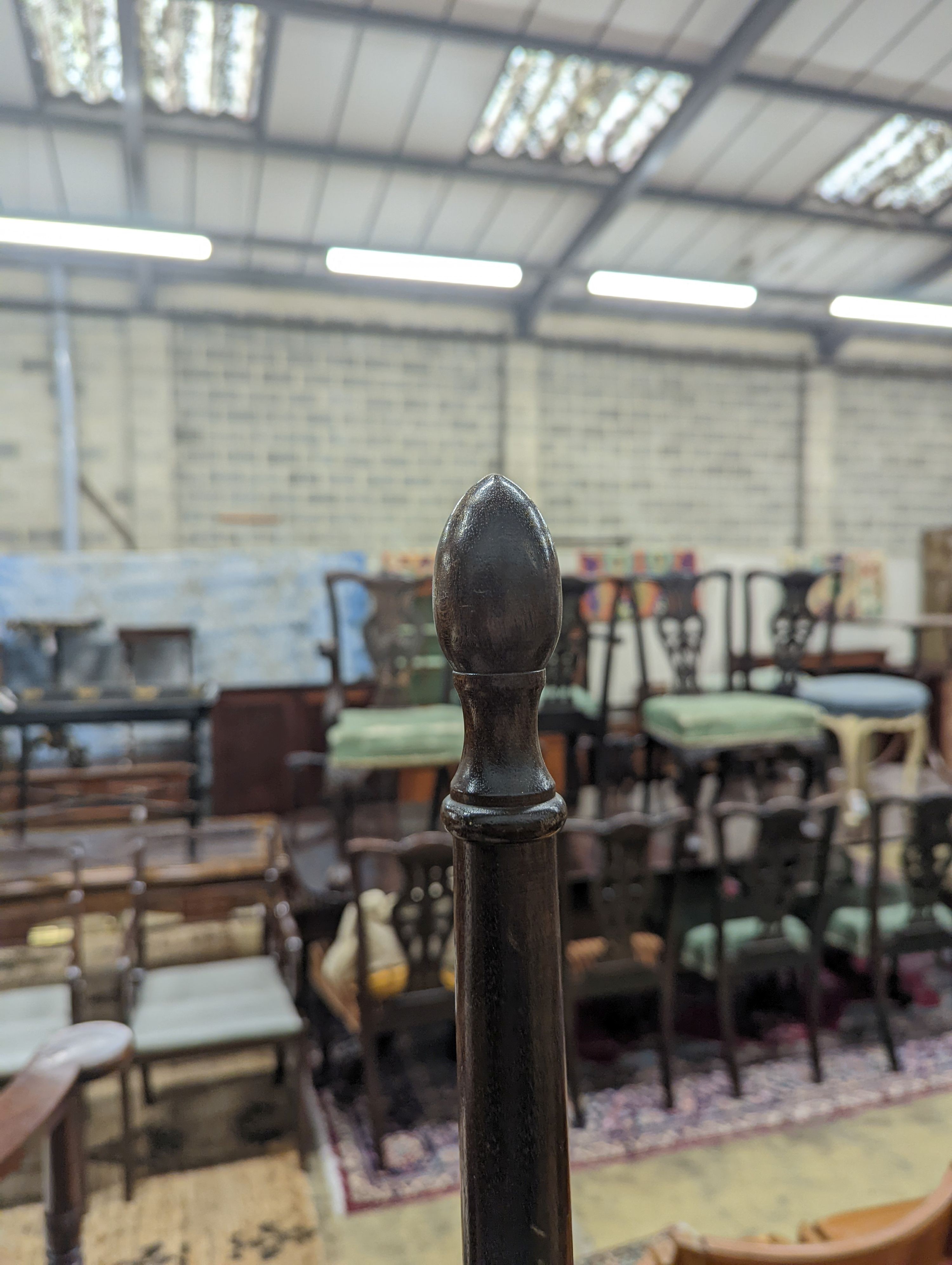 A pair of mahogany four tread folding library steps, width 44cm, 170cm